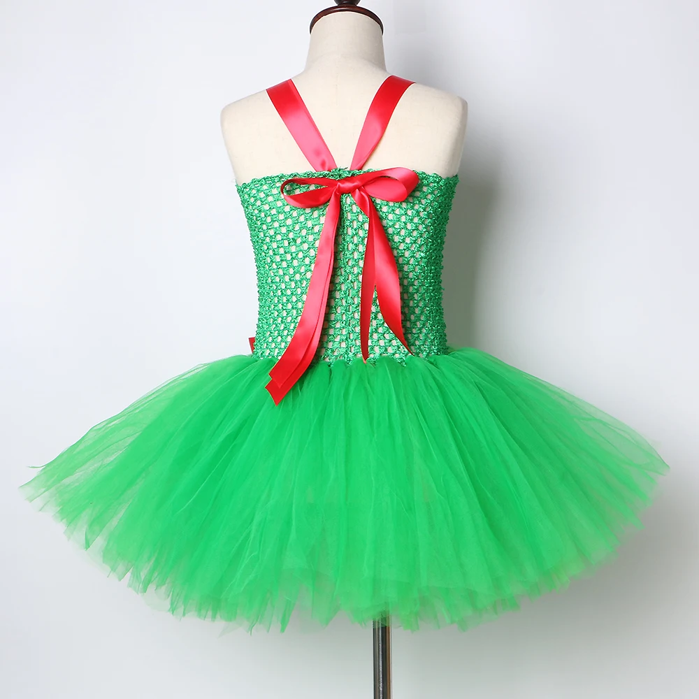 Girls Frog Tutu Dress Green and Red Flowers Kids Birthday Party Dresses for Dance Christmas Halloween Cosplay Costume | Детская одежда