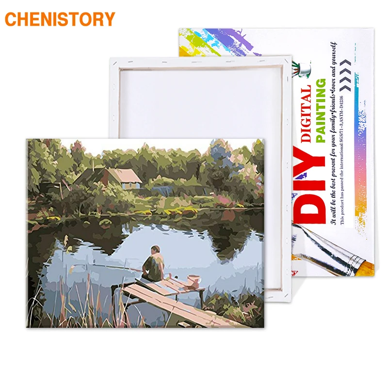 Картина для раскрашивания по номерам CHENISTORY рыбалки домашний декор | Дом и сад