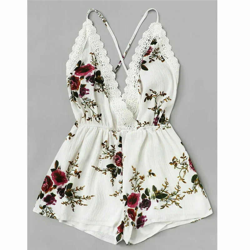 2019 летний белый комбинезон с растительным узором для девочек кружевной без