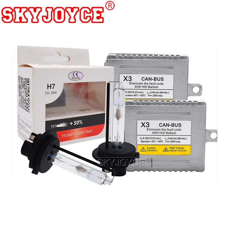 Комплект автомобисветильник ксеноновых ламп SKYJOYCE 35 Вт DLT X3 Canbus балласт H7 HID