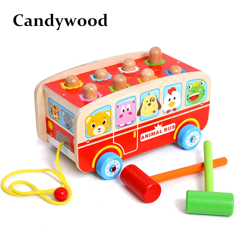 Candywood новые деревянные животные познание хомяк автобус образование детей Beat