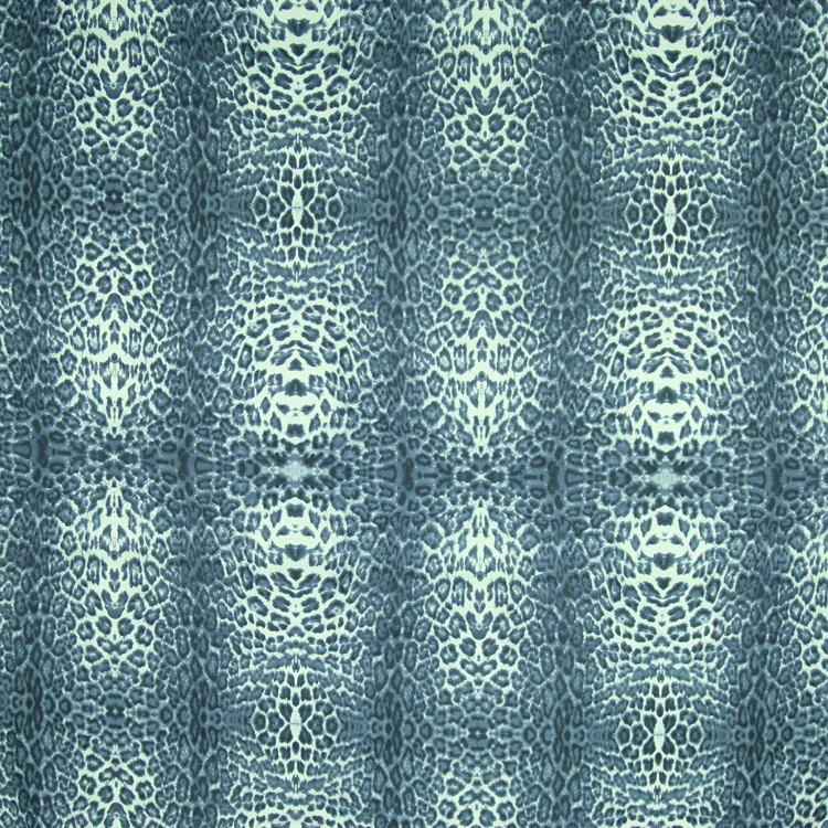 Темно синяя шелковая смешанная ткань с леопардовым принтом не прозрачная