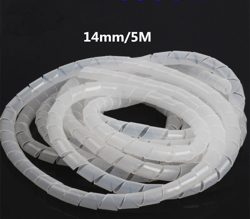 14mm(5m) Устройство для сматывания кабеля, черные ножки, органайзер из спирального провода, гибкая трубка, управляемый шнур для ПК, компьютера, дома, скрытый кабель 8-30 мм - Цвет: 14mm(5m)
