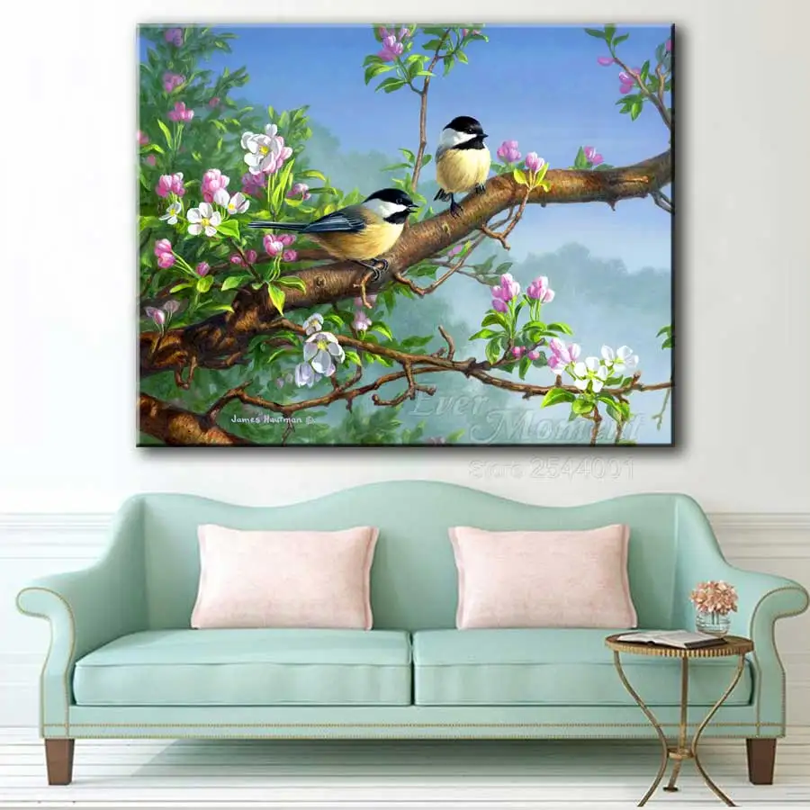 Ever Moment Diamond Painting Cross Stitch Birds Pink Flower Tree DIY Embroidery Full Mosaic Animal Square Stones ASF932 | Дом и сад