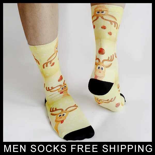 Симпатичные носки с принтом оленя новые милые хлопковые унисекс мужские