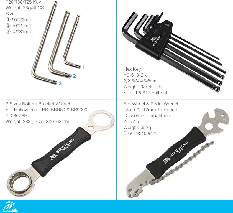 BIKEHAND YC-721, YC-728, набор инструментов для обслуживания велосипеда, 18 в 1, коробка для кривошипа, ВВ, нижний кронштейн, ступица, педаль свободного хода, ремонт спицевой цепи