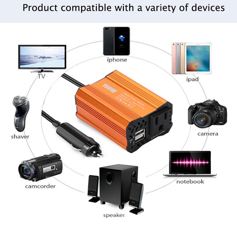 URANT USB Зарядное устройство 150 Вт телефонный адаптер для iPhone iPad автомобильный инвертор DC12V для AC110V-220V подключение к автомобильному прикуривателю Мощность Зарядное устройство s