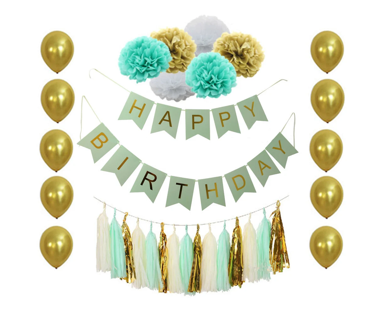 1 комплект мятный баннер для маленьких мальчиков с днем рождения тканевая бумага