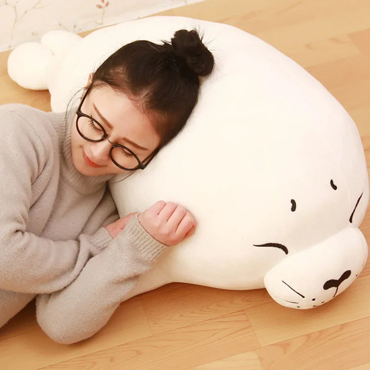 

large 90cm cartoon white prone seal stuffed plush toy soft throw pillow christmas gift b1353