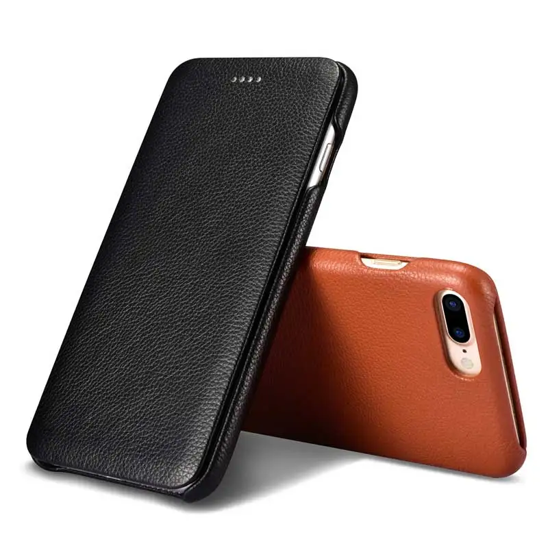 Чехол книжка из натуральной воловьей кожи с текстурой личи для iPhone7 8 деловой