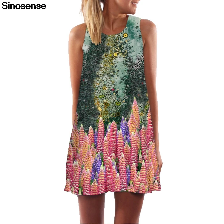 Женское шифоновое платье в стиле бохо повседневное свободное короткое туника