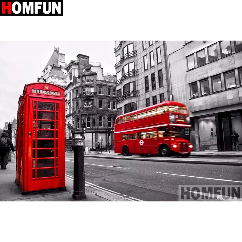 Алмазная 5D картина HOMFUN Обзор города вышивка крестиком из квадратных/круглых