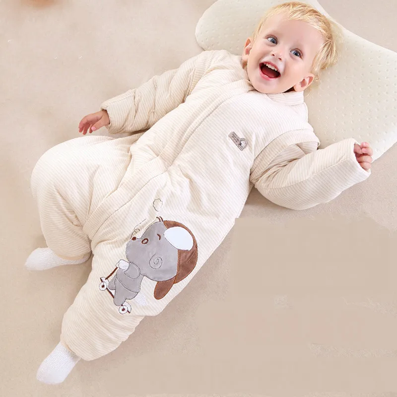 Органический хлопок детские спальный мешок съемные рукава утолщение ребенка для