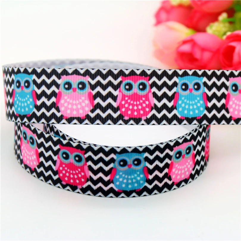 DHK 7/8 'ɵ ярдов Сова коала медведь шеврон печатная корсажная лента головной