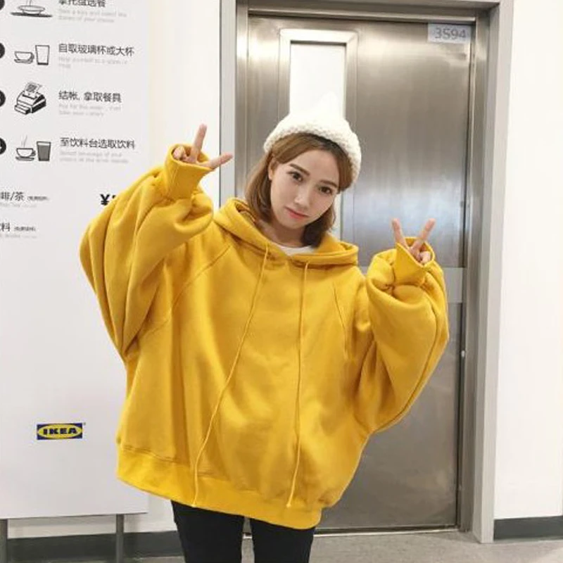 Ulzzang спортивный костюм Свободная Толстовка с капюшоном KPOP верхняя одежда