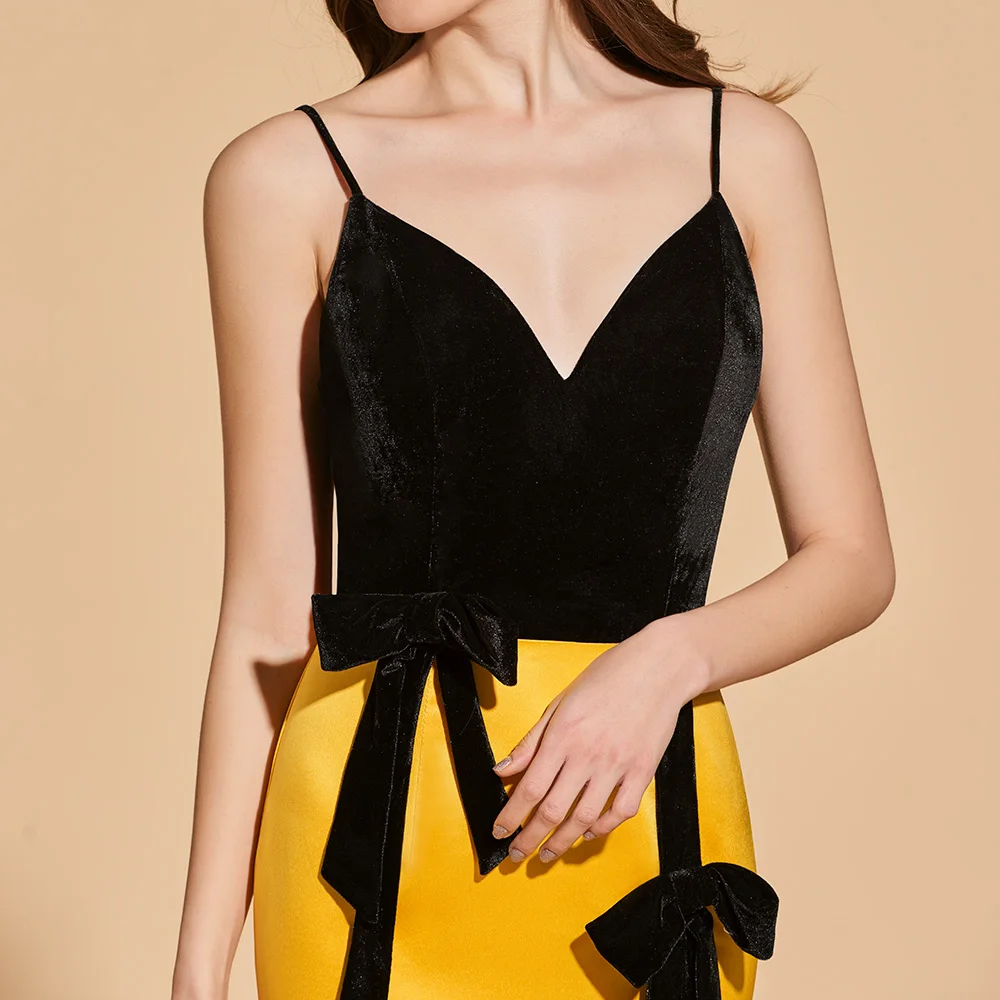 Платья черное коктейльное платье элегантное на тонких бретельках чай Длина