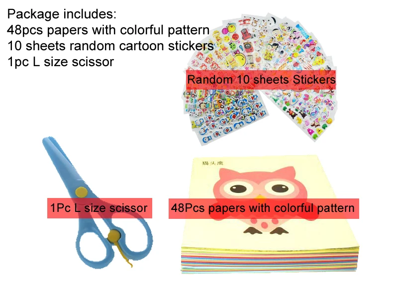 48Color 10Sticker 1L 96 шт./48 шт. Детские Мультяшные цветные бумажные складные и режущие игрушки для детей Kingergarden Art Craft DIY Развивающие игрушки GYH - Цвет: 48Color 10Sticker 1L