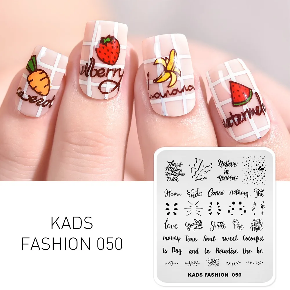 KADS Новое поступление модная пластина для стемпинга ногтей милые слова дизайн