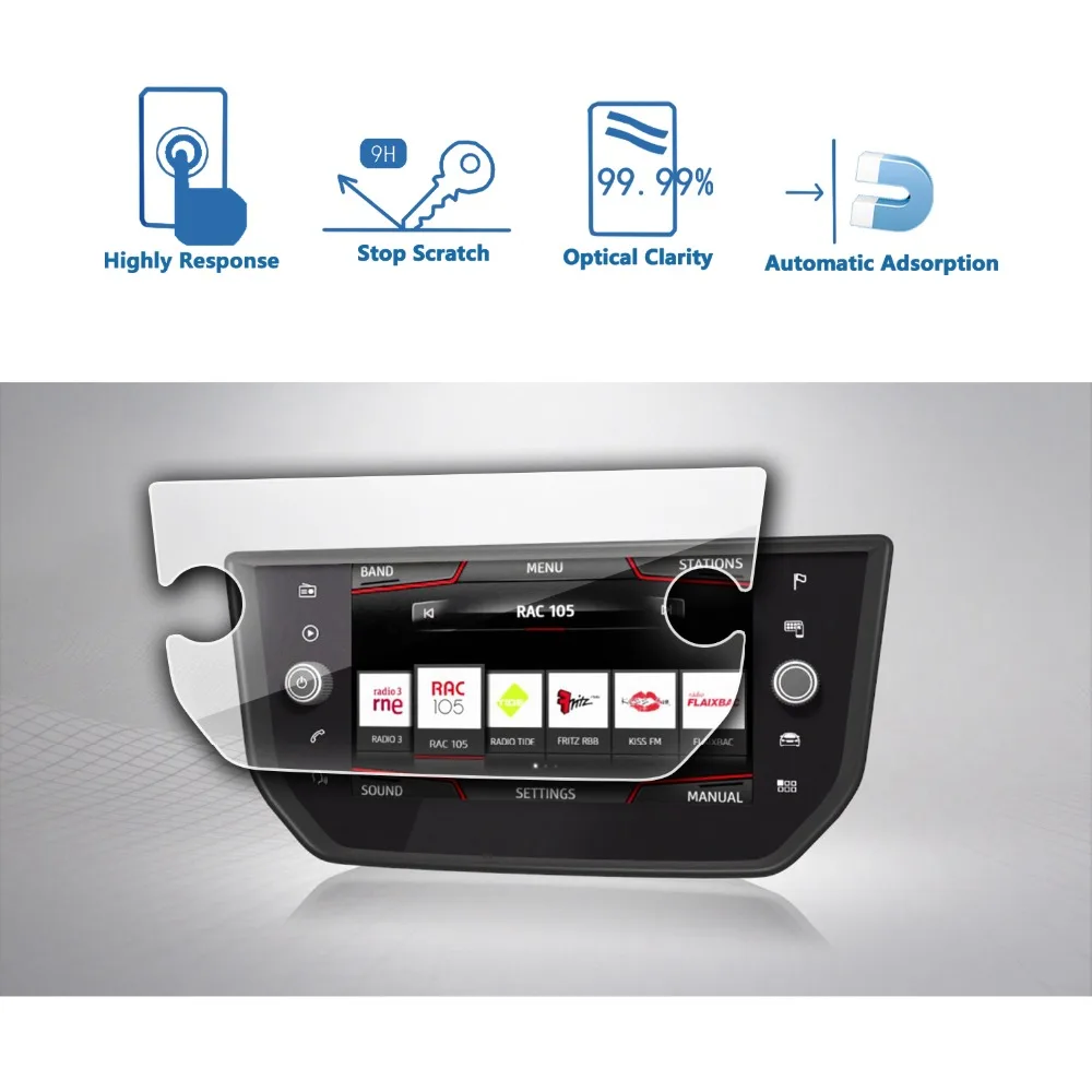 Protetor de Tela do Carro para Ibiza Ruiya Seat Media System Plus 8 Polegada 2021 Navegação Tela Auto Interior Adesivos