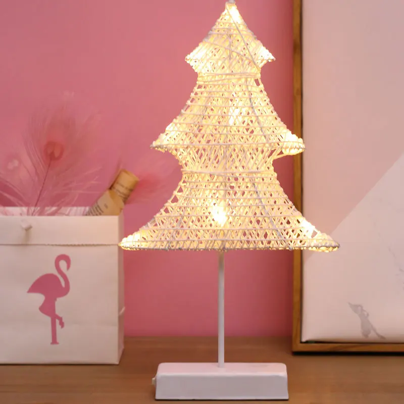 WickerChristmasTree Светодиодный настольный лампа, ночник, ламповое праздничное освещение для дома, клуба, уличного помещения, Настенный декор, подарки на день Святого Валентина, свадебные украшения - Цвет абажура: WickerChristmasTree