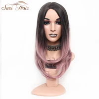 suri hair wavy wig for women long ombre pink cosplay heat resistant synthetic wig for african american 24 inch