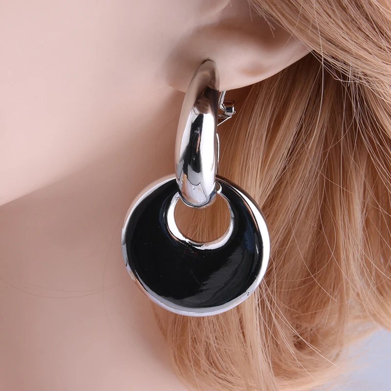 Висячие большие серьги круглые висячие из цинкового сплава длинные с рисунком