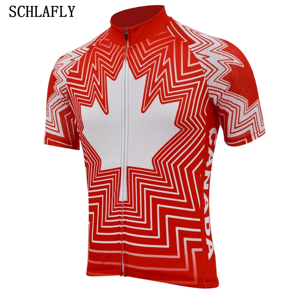 Канада красный кленовый лист Велоспорт Джерси с коротким рукавом летняя