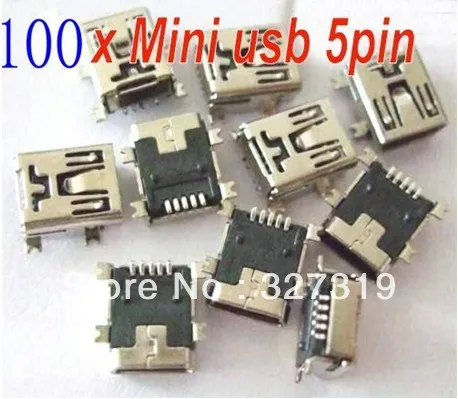 

New 100 pcs 5-Pin Female Mini B USB SMD Socket Connector