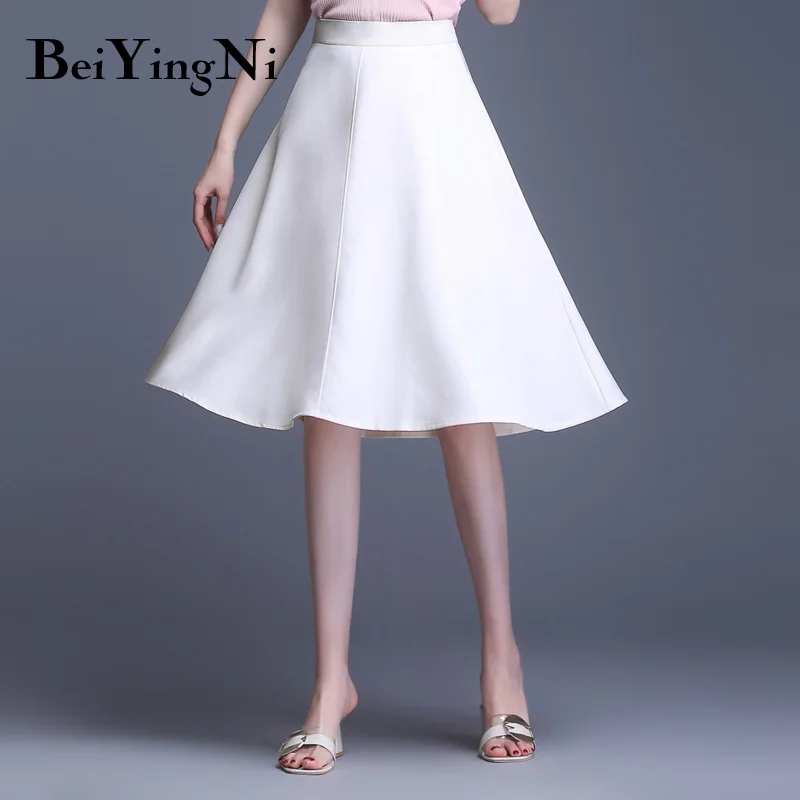 Beiyingni New Arrival High Waist Skirt Womens Solid Color Office Work Wear Fashion Lady Skirts Elegant Soft Faldas OL Saias - Цвет: Apricot