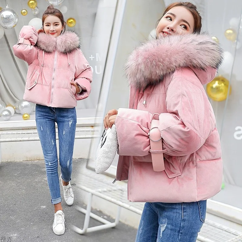 Новые зимние Для женщин Jaket модные теплые с длинными рукавами меховой воротник