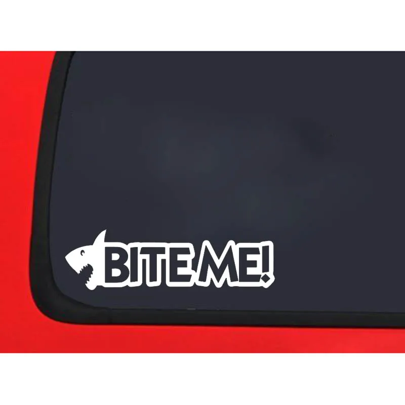 YJZT 15 см * 4 3 SHARK BITE ME забавные домашние Виниловая пленка для оклеивания автомобилей