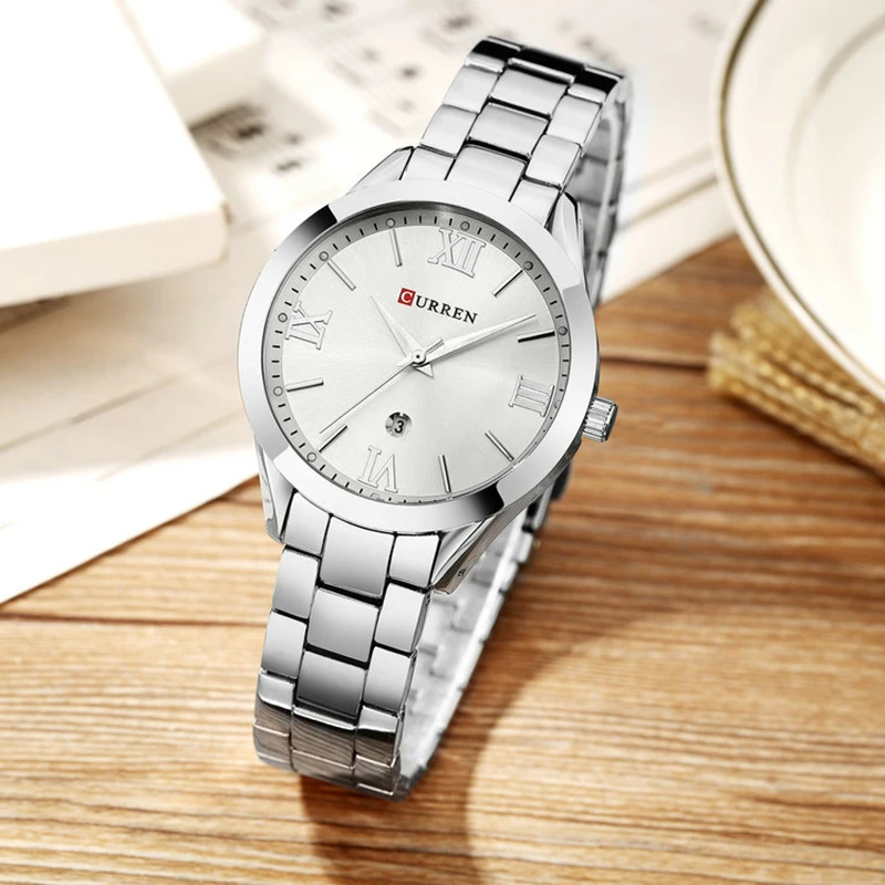 Часы женские элегантные брендовые Роскошные серебристые кварцевые стальные