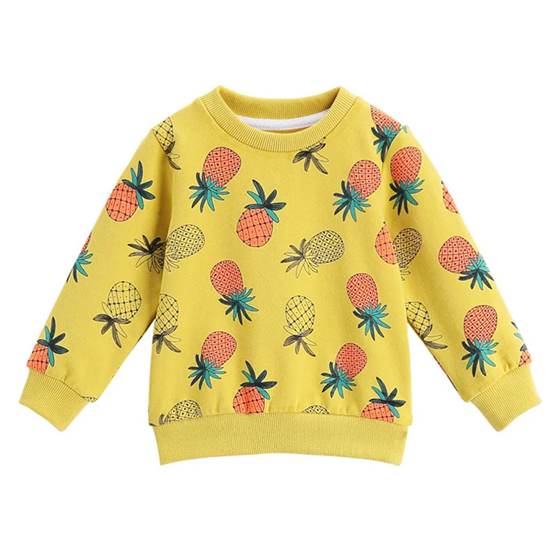Yellow color BINIDUCKLING/Милая весенне-осенняя Толстовка для детей с рисунком ананаса, с круглым вырезом и длинными рукавами для мальчиков, детская одежда - Цвет: Yellow color