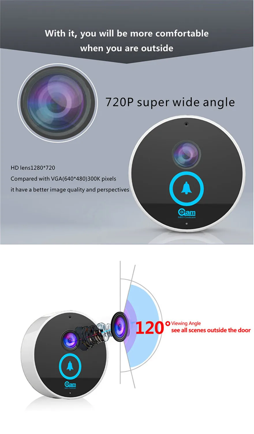 Беспроводной IP видео дверь домофон 720 P HD 1.0mp Камера открытый WI FI ИК ночного