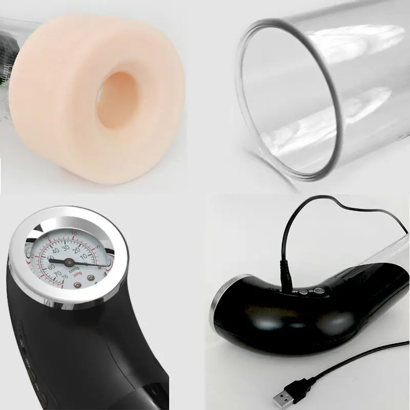 Насос для увеличения пениса Мужской увеличитель + манометр больших мужчин USB