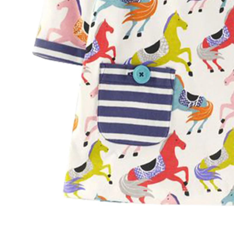 Little Bitty Fashion New Baby Girls Dresses Children Unicorn Party Girl Dress Cotton Horse Printing Wear | Детская одежда и обувь