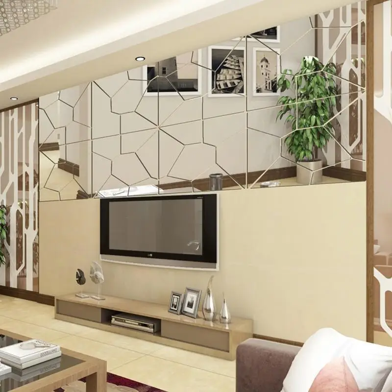 7 шт акриловая Геометрическая головоломка Зеркальная Наклейка на стену DIY