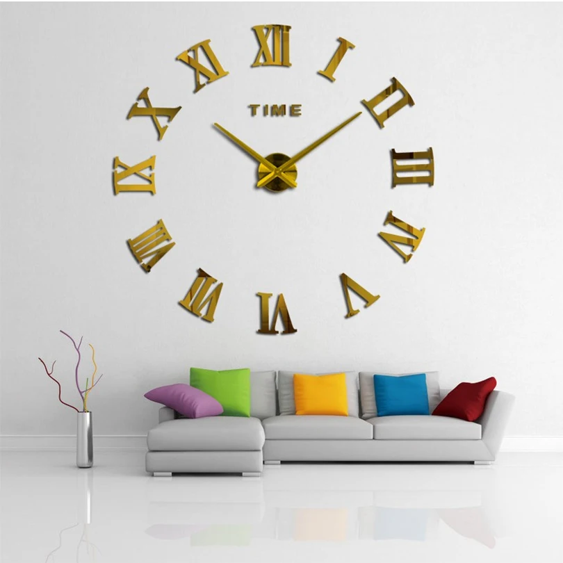 Новое прибытие 3d большой настенные часы home decor кварц diy horloge часы настенные наклейки гостиной Акриловое зеркало 20 дюймов часы
