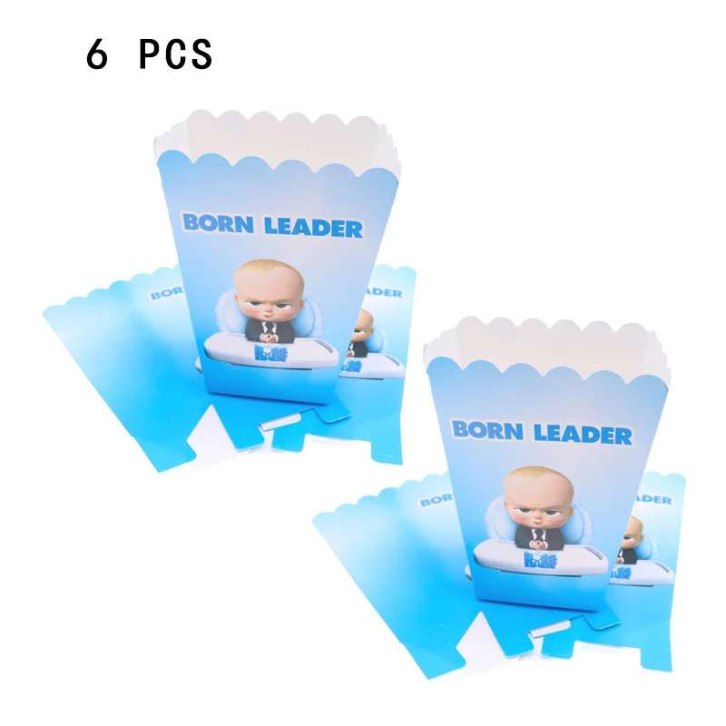 Popcorn box 6pc Boss Детские тематические вечерние столовые приборы на день рождения Детская душевая тарелка и чашка для вечеринки napkinsBanner воздушные шары принадлежности украшения - Цвет: Popcorn box 6pc