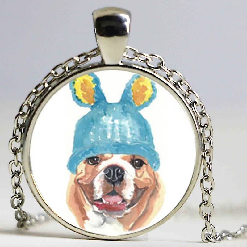 Милый Бульдог милая собака животное стекло модный серебряный эффектный брелок