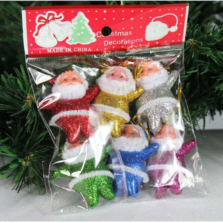 

5Packs 6Pcs/Pack 6Kinds Style 6cm Christmas Santa Claus pendant small Santa Claus Christmas tree pendant ornament wholesales