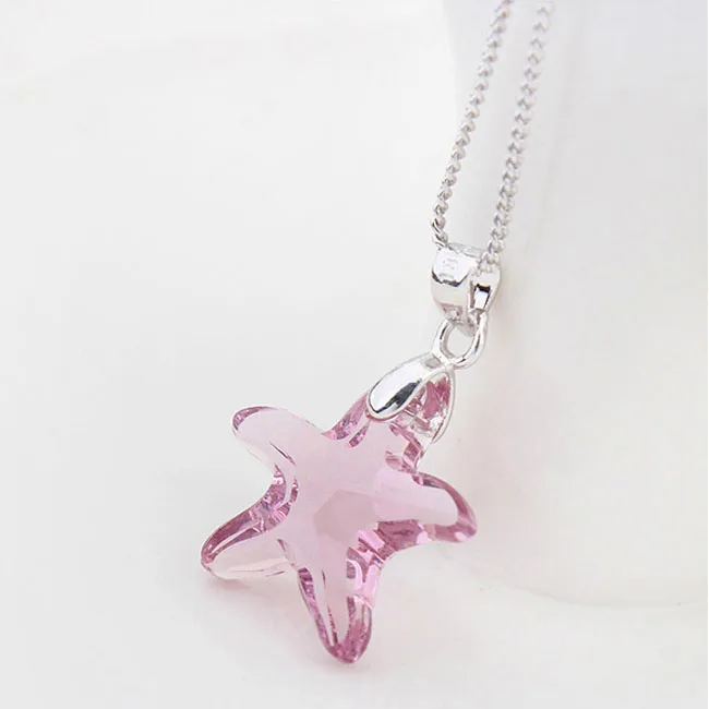 Joyashiny колье с кристаллами Swarovski кулон в виде морской звезды цепочка родиевым