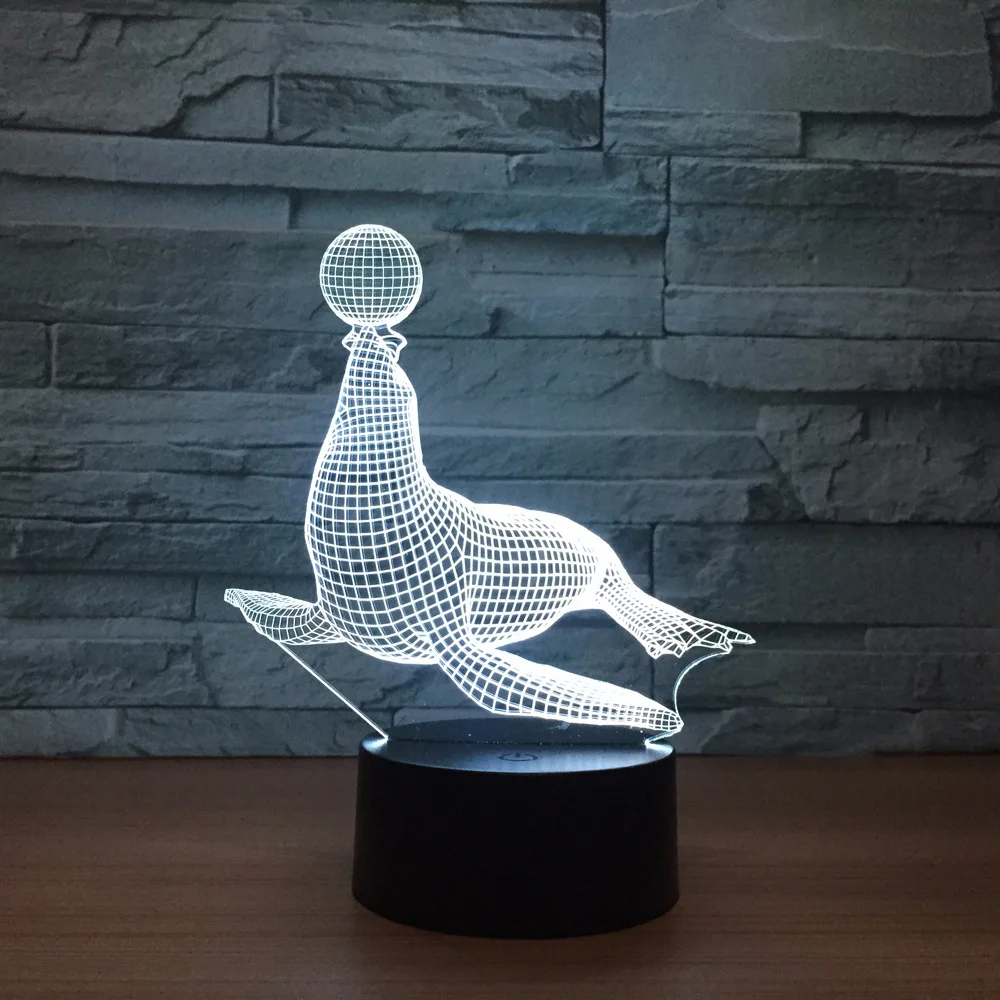 Креативная 3D лампа 7 цветов светодиодный ночник форма мух акриловая USB Сенсорная