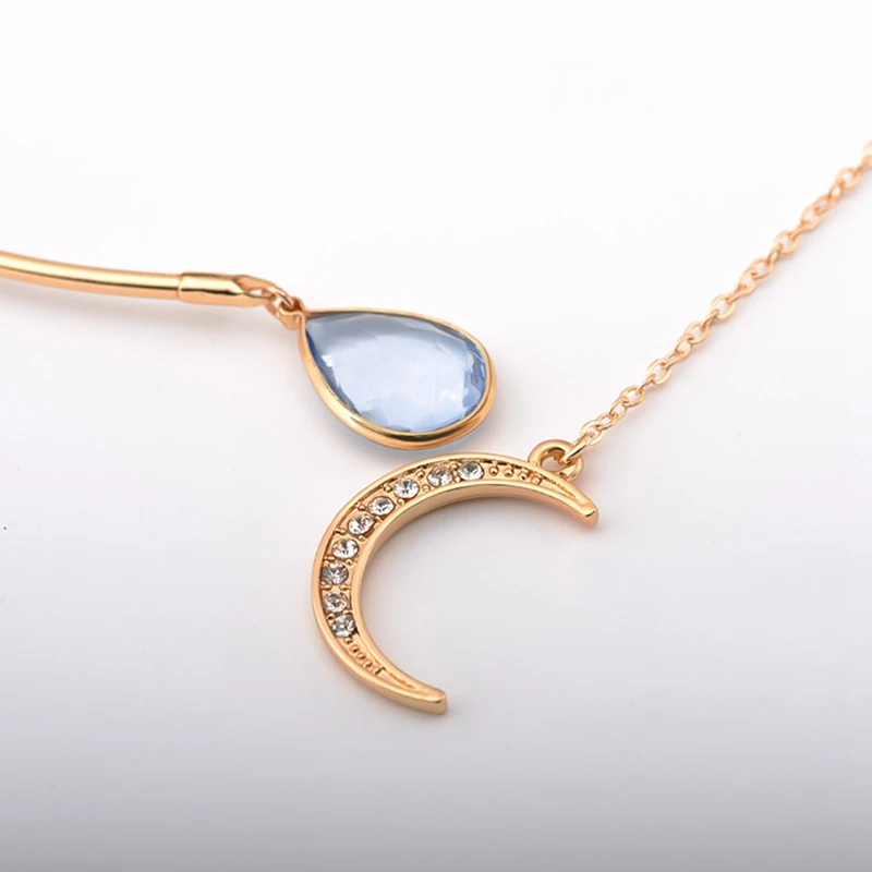 Новый творческий ожерелье-чокер с подвеской Луны для леди, элегантный кристальный манжет на воротнике, яркое украшение для вечеринки в стиле модной ювелирной бижутерии.