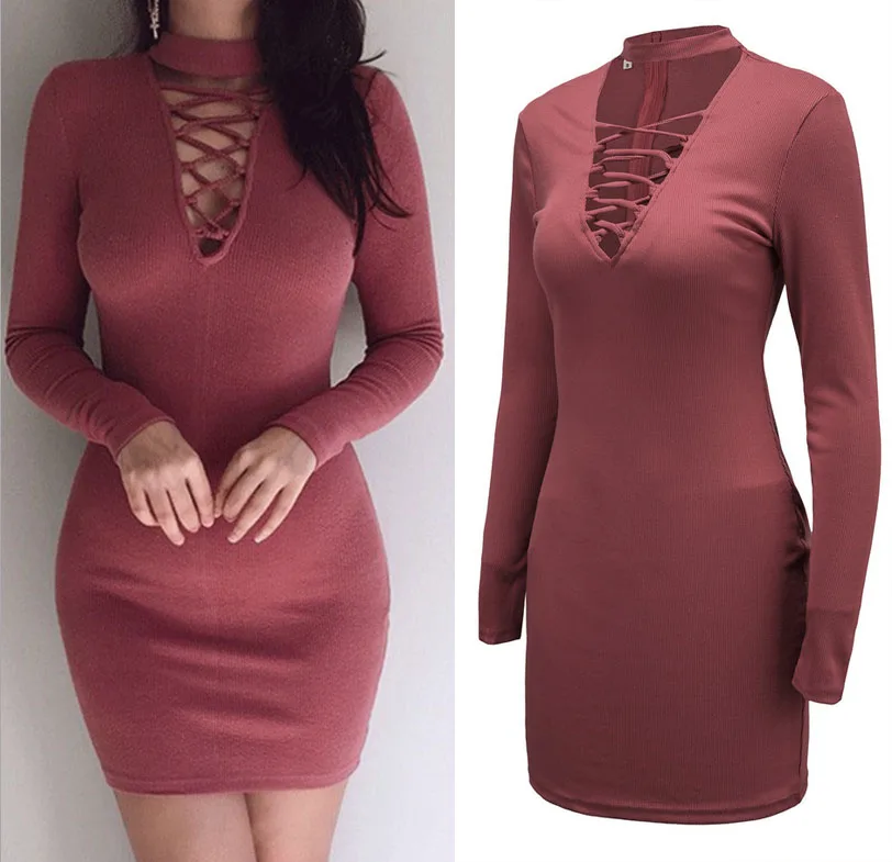 Женское трикотажное облегающее платье футляр с перекрещивающимся передом