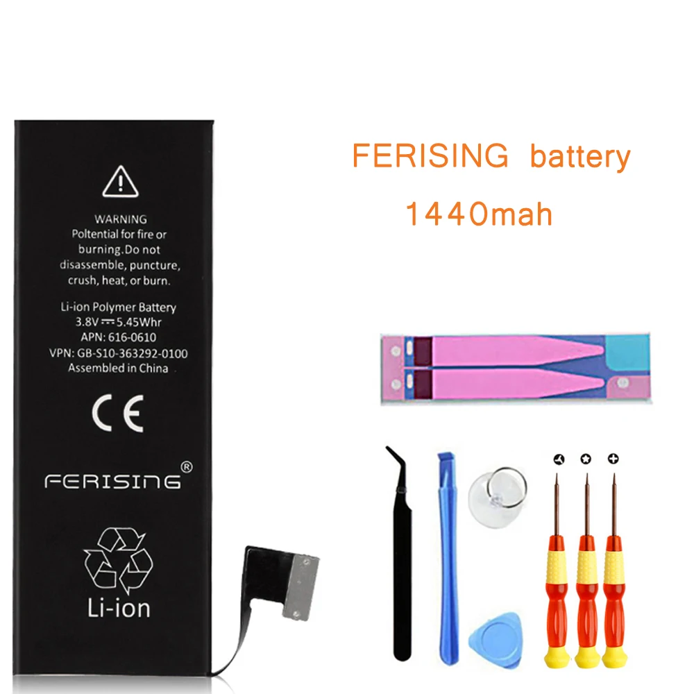 2020 100% оригинальный FERISING Новый аккумулятор для телефона iPhone 5 5G емкость 0 цикл I5