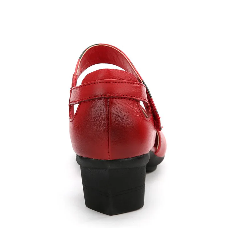 

Woman Summer Sandals High Heels Genuine Leather Shoes Soft Sandals Casual Women Shoes Leather Sandals Ethnic Shoes Hook & Loop