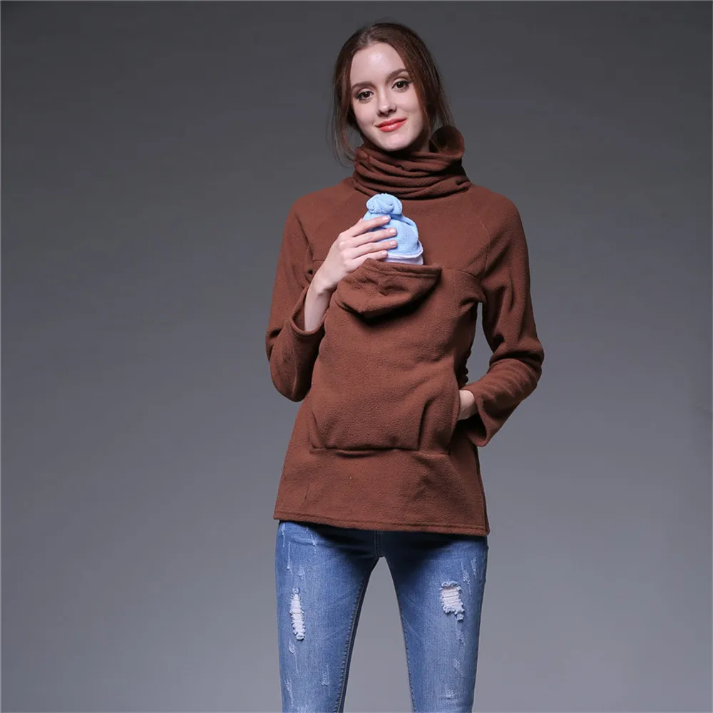Pullover High-necked Maternity Baby Carrier Jacket Kangaroo Clothing For Pregnant Mom Hoodie Four Colors |
