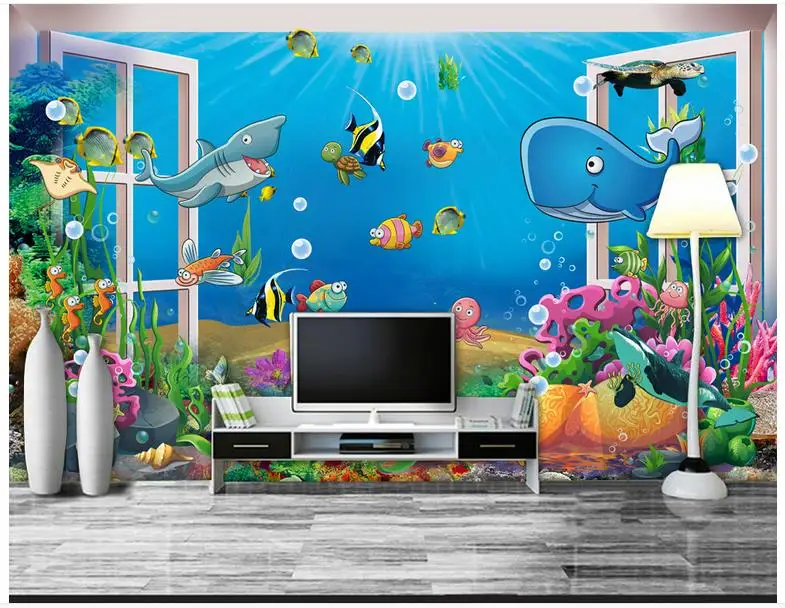 Пользовательские фотообои 3d фрески обои подвесной подводный мир Мультфильм