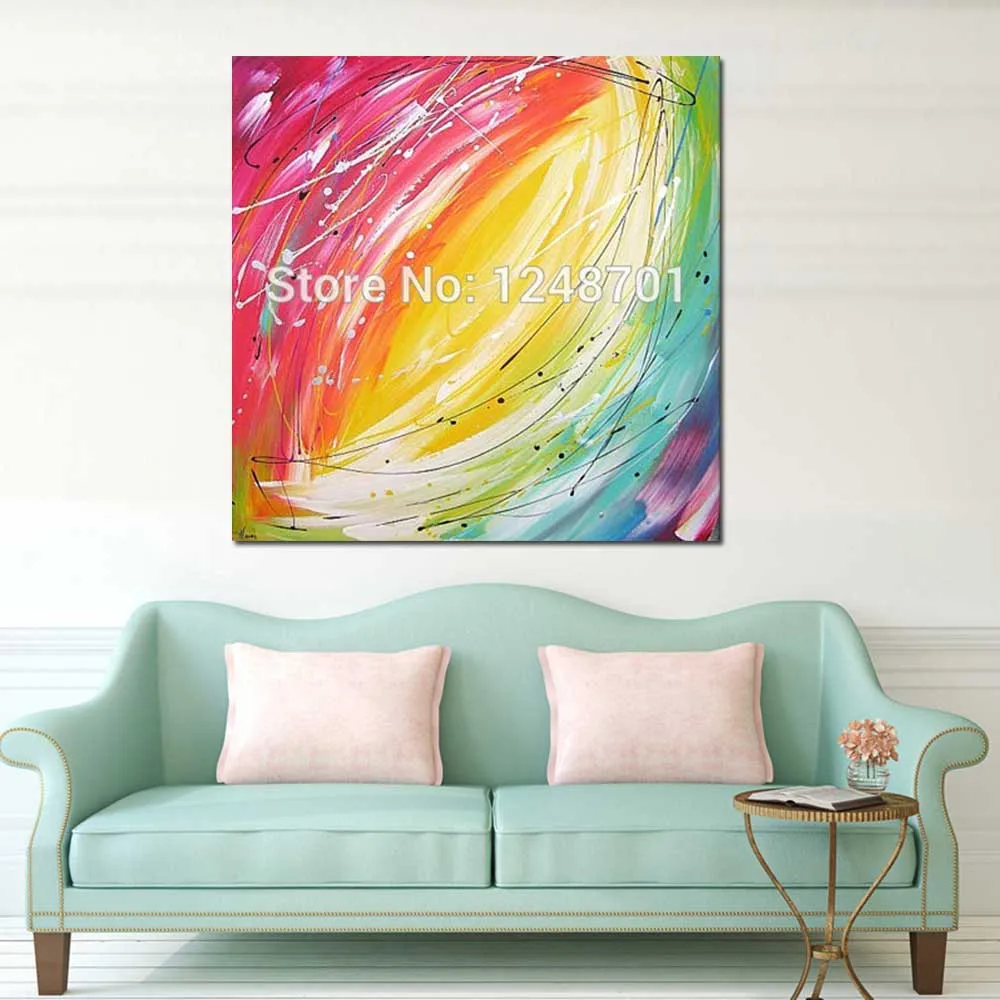 Hand Painted Color light modern abstract oil painting on Canvas Contemporary Acrylic Art Wall Pictures Living Room Home Decor | Дом и сад